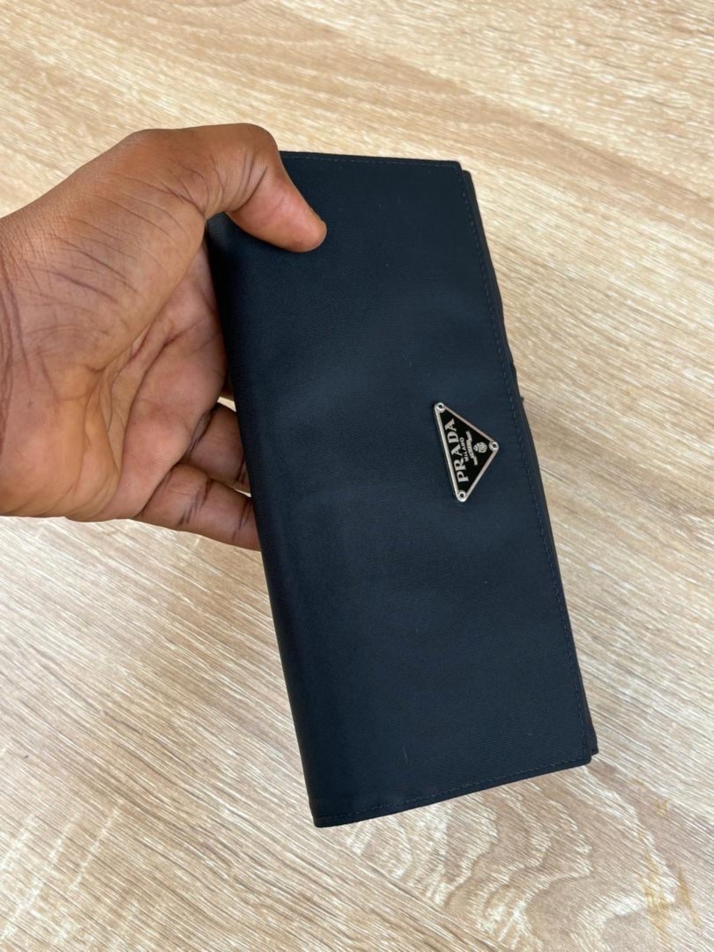 Prada Black Nylon Long Wallet with Silver Triangle Logo - Picture 8 of 8